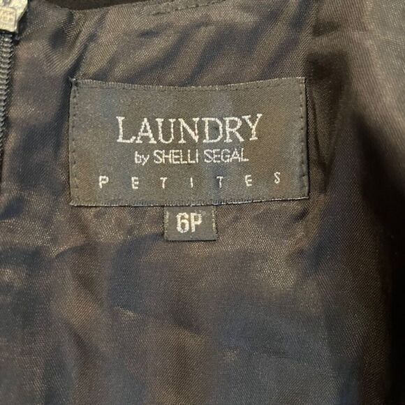 Laundry by Shelli Segal Beaded Front Evening Dress Black Spaghetti Strap Size 8P - Picture 7 of 14